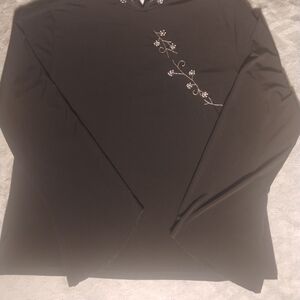 Elegant Black Embroidered Women's Top